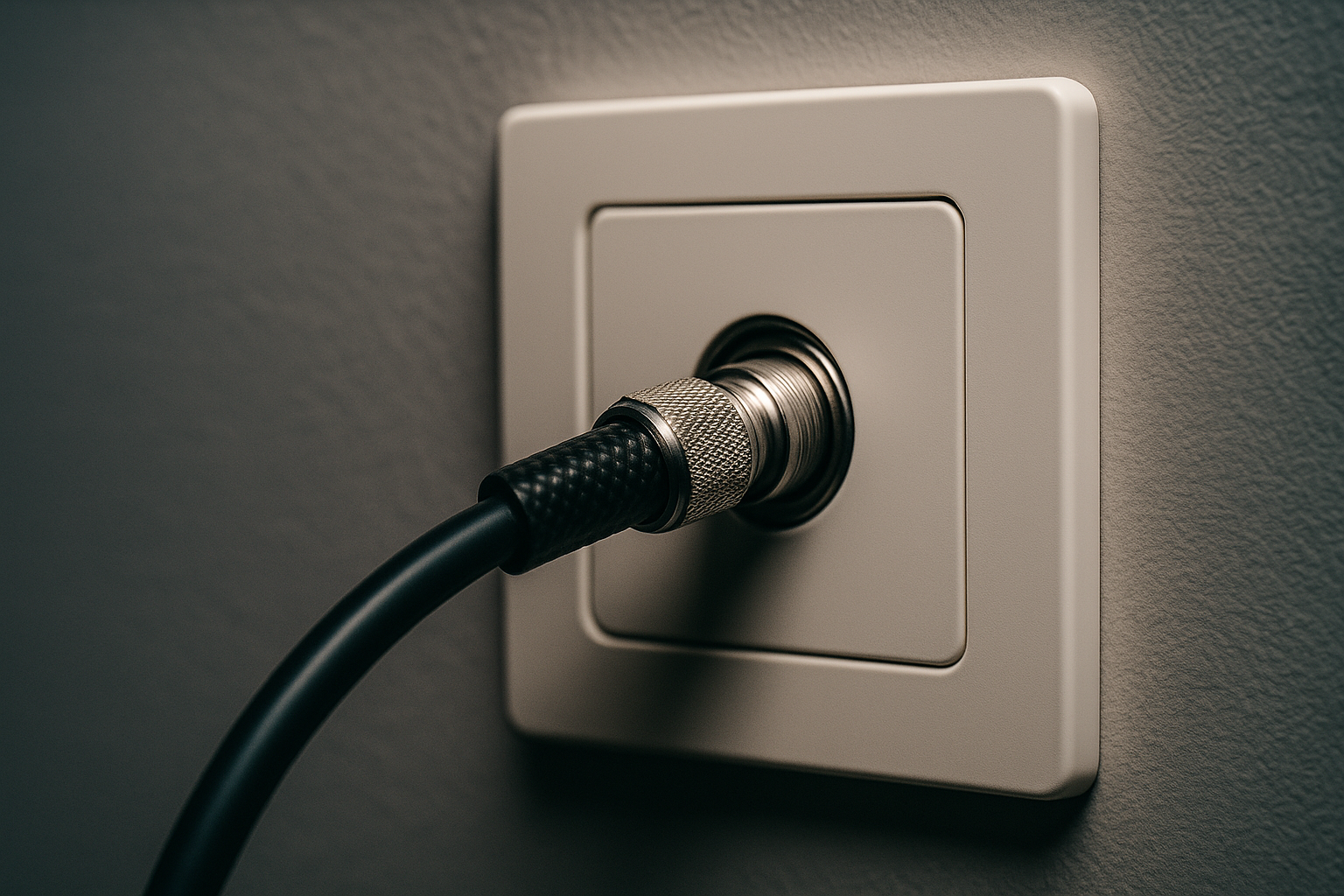 Koaxialkabel-Anschlussdose an einer Wand