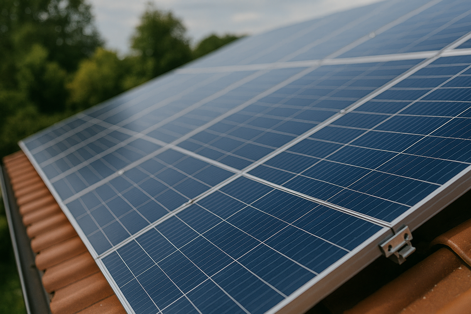 Detailaufnahme einer Photovoltaikanlage